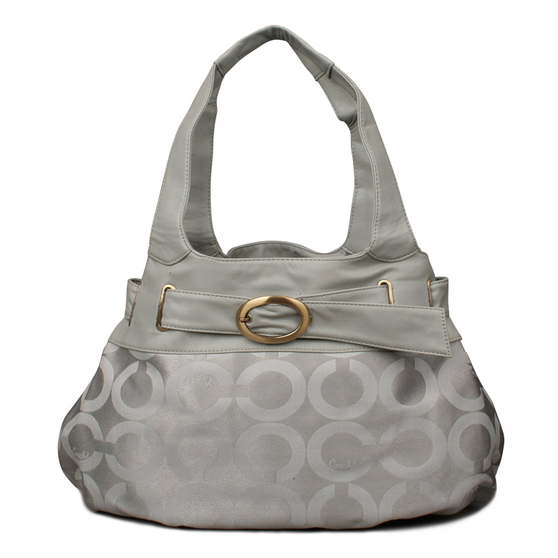 Coach Buckle In Signature Large Grey Hobo ENG