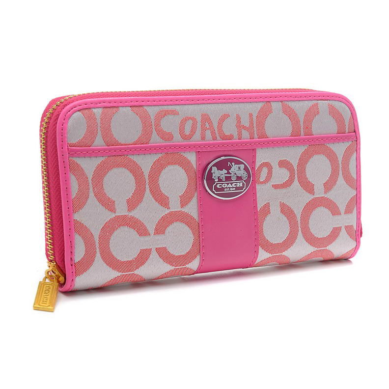 Coach Legacy In Signature Large Pink Wallets BVU