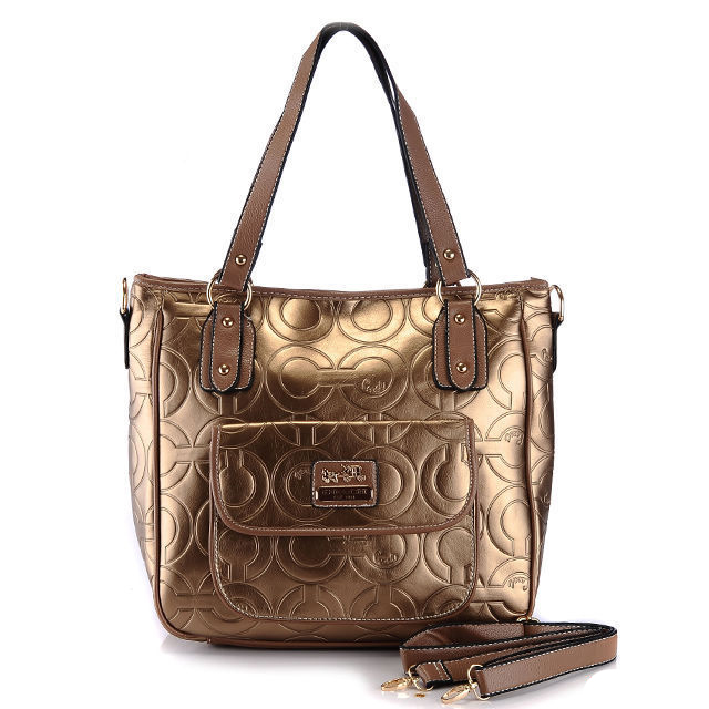 Coach In Printed Signature Small Gold Totes BBO