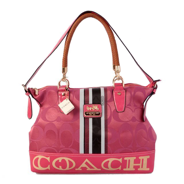 Coach Braided In Signature Large Pink Totes BFT