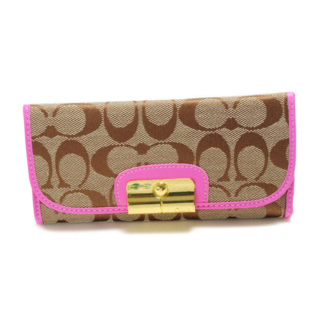 Coach Kristin In Signature Large Pink Wallets DVP