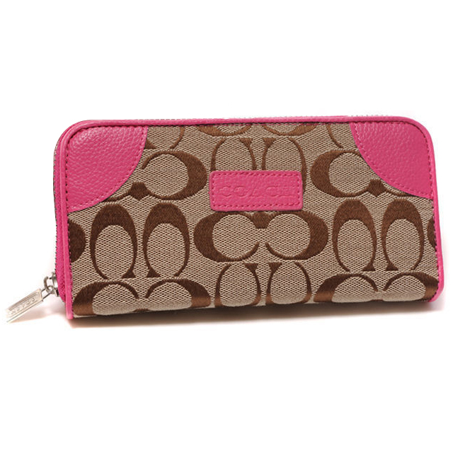 Coach Legacy Logo Signature Large Pink Wallets DTV