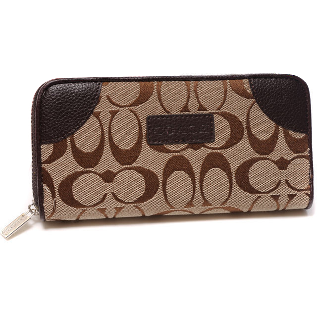Coach Legacy Logo Signature Large Coffee Wallets DTW