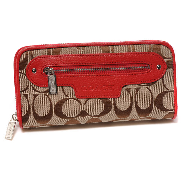 Coach Zip In Monogram Large Red Wallets DUL