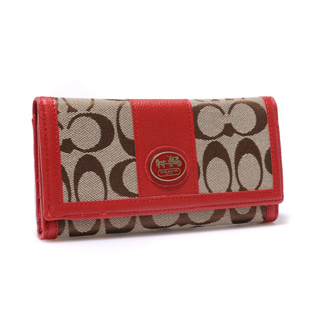 Coach Legacy Slim Envelope in Signature Large Red Wallets BLM