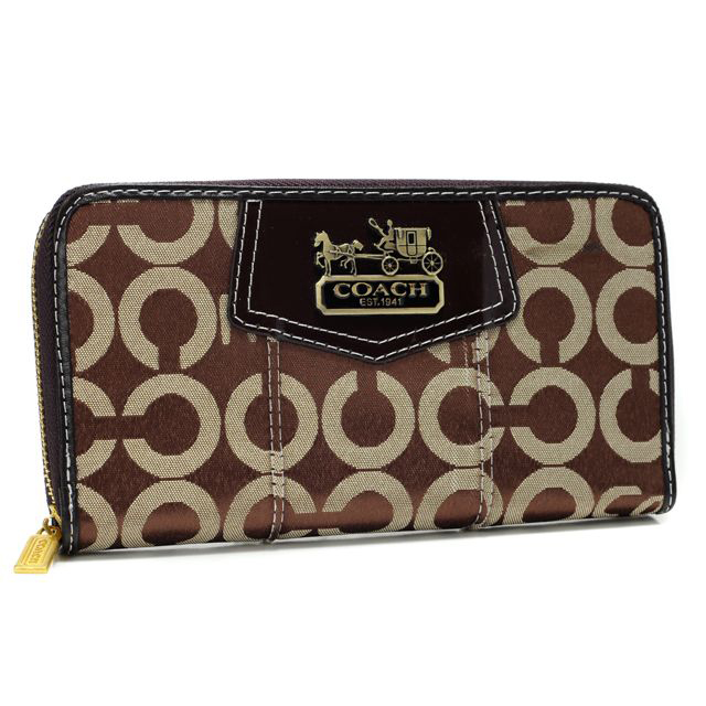 Coach In Signature Large Coffee Wallets AXM