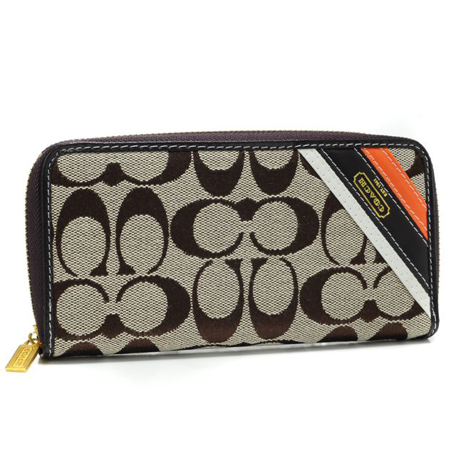 Coach Legacy Stripe In Signature Large Beige Wallets AHF