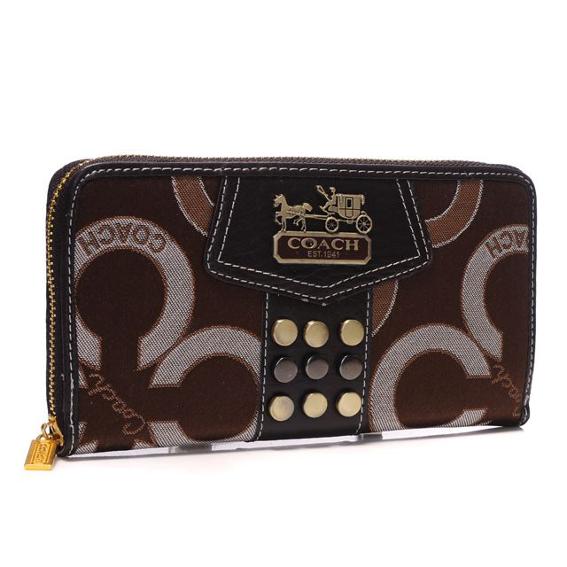 Coach Waverly Stud In Signature Large Coffee Wallets AGT